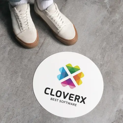 Sticker Free Abstract Clover Symbol Logo Mockup