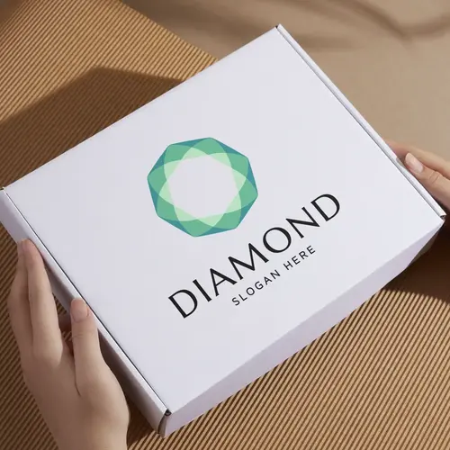 Box Abstract Gem and Diamond Logo Mockup