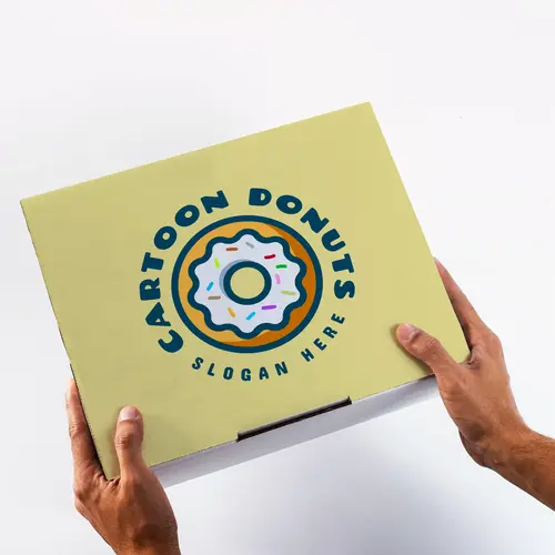 Box Cartoon Donut Logo Mockup