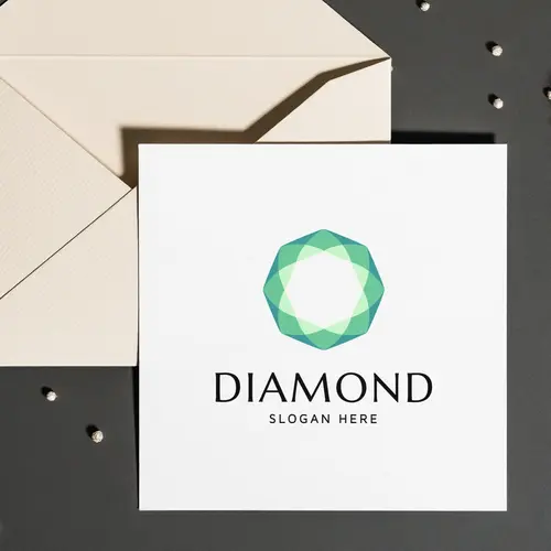 Card Abstract Gem and Diamond Logo Mockup