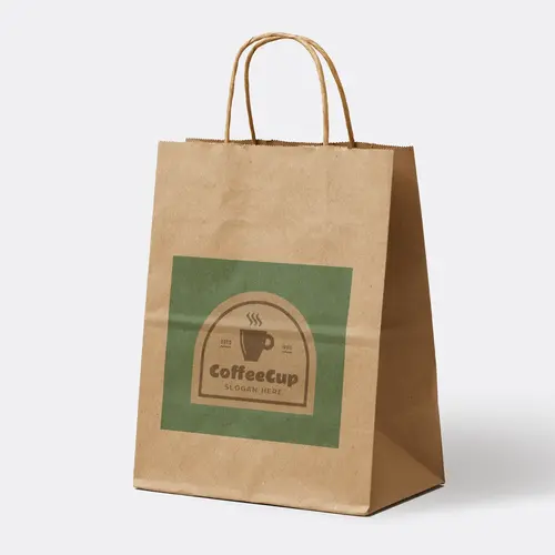 Paper Bag Classic Coffee Label Logo Mockup