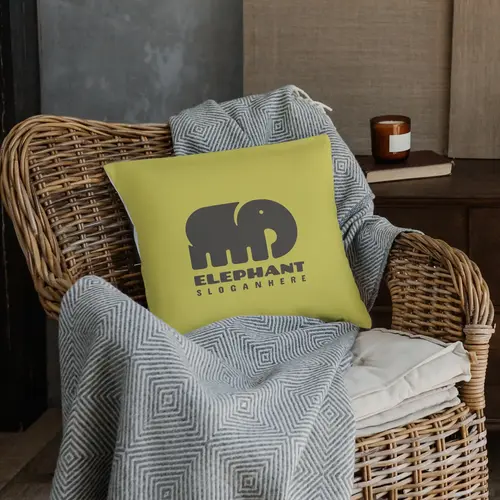 Pillow Bold Elephant Logo Mockup