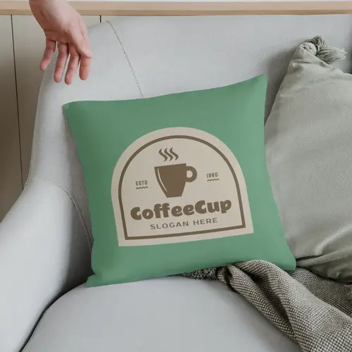 Pillow Classic Coffee Label Logo Mockup