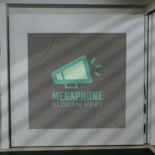 Poster Megaphone and Ads Logo Mockup