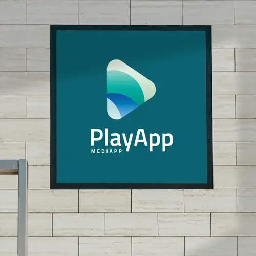 Square Frame Abstract and Modern Play Logo Mockup
