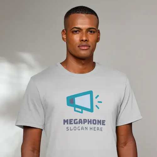 T-shirt Megaphone and Ads Logo Mockup