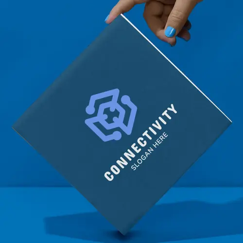 Box Cubic Connectivity Logo Mockup