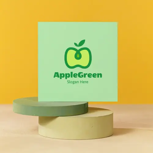 Card Free Green Apple Logo Mockup