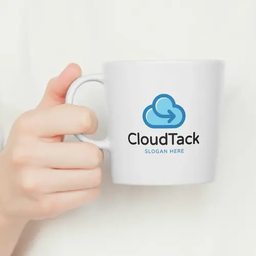 Cup Cloud and Tracking Logo Mockup