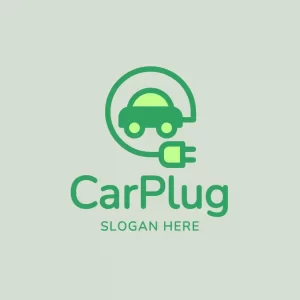 Electric Car and Plug Logo
