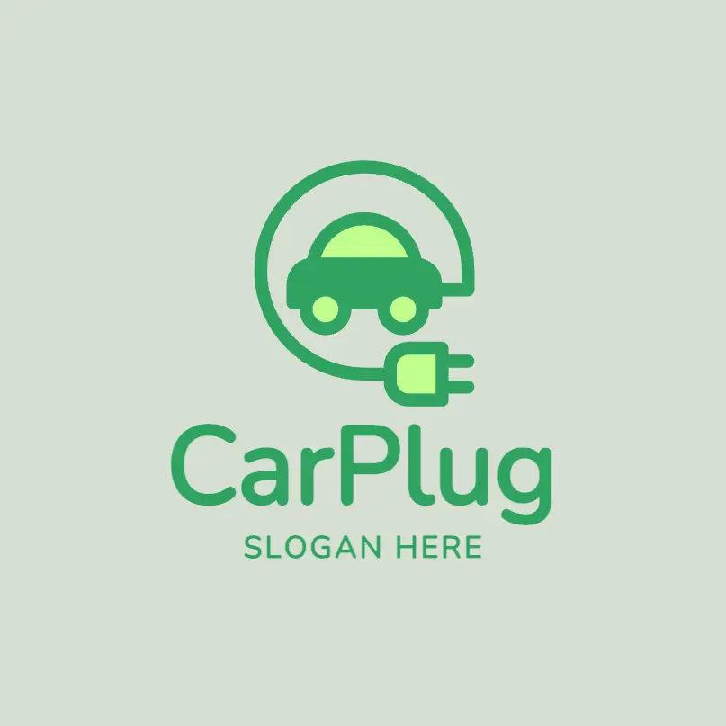 Electric Car and Plug Logo