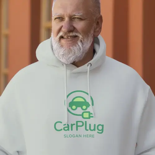 Hoodie Electric Car and Plug Logo Mockup