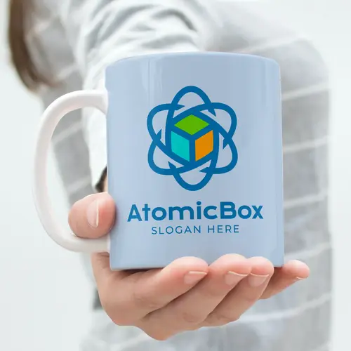 Mug Atomic Box Cube Logo Mockup