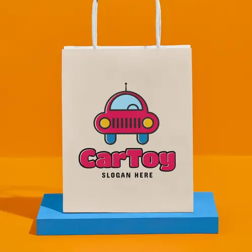 Paper Bag Car Toy Logo Mockup