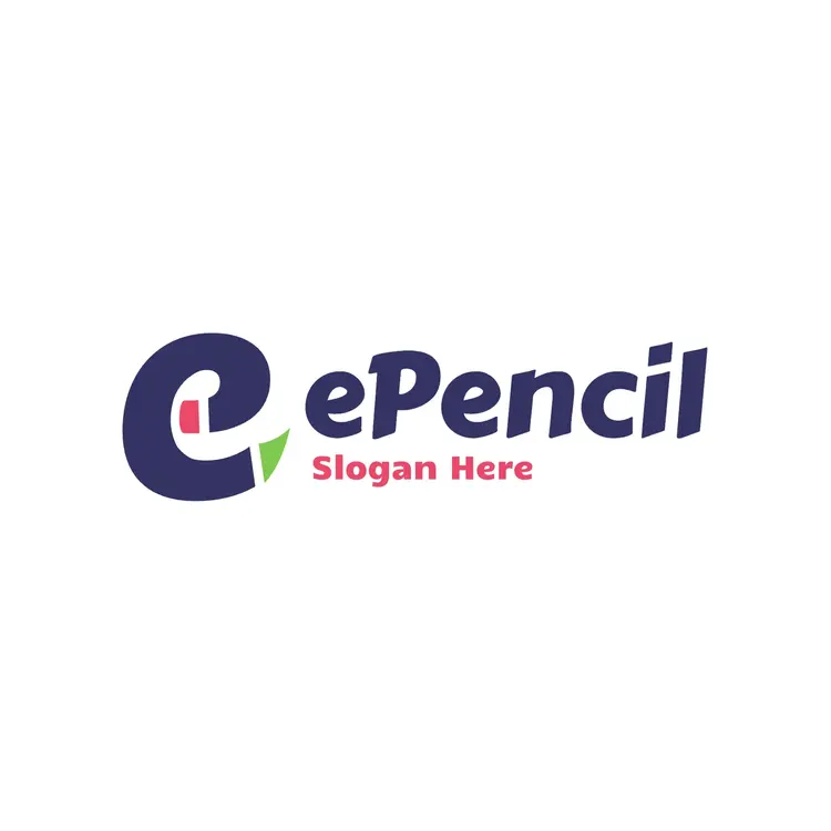 Pencil and Letter E Logo