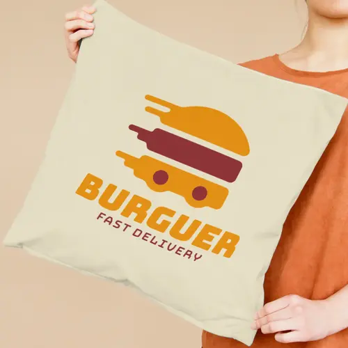 Pillow Burger and Fast Food Delivery Logo Mockup