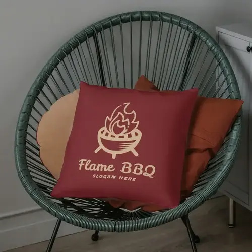 Pillow Free Barbecue Grill Logo Mockup