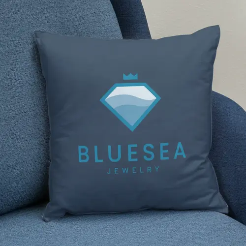 Pillow Free Diamond and Blue Sea Logo Mockup