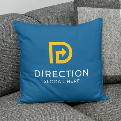 Pillow Free Letter D and Tracking Logo Mockup