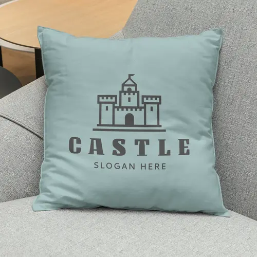 Pillow Minimalist Castle Logo Mockup