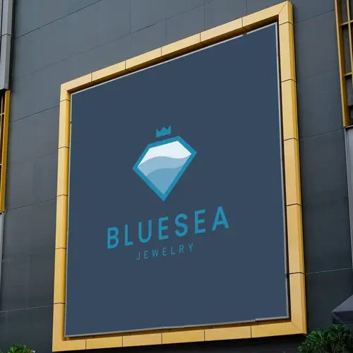 Sign Free Diamond and Blue Sea Logo Mockup