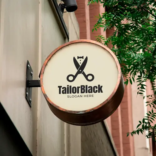 Sign Free Tailor Scissors and Suit Logo Mockup