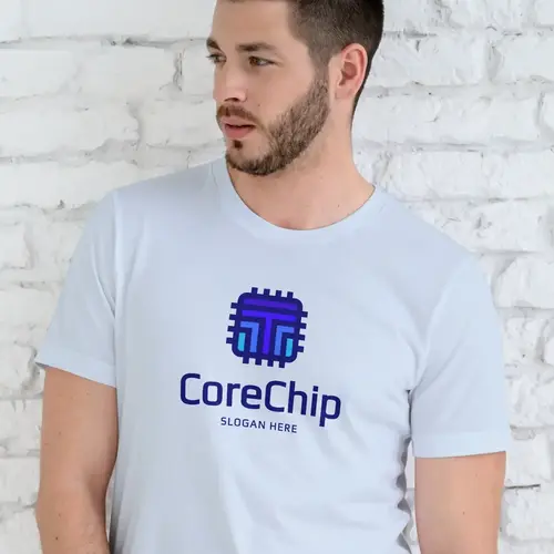 T-shirt Core Chip and Letter T Logo Mockup