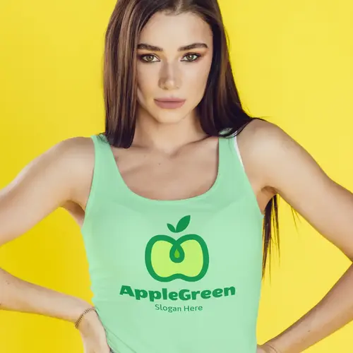 Tank Top Free Green Apple Logo Mockup