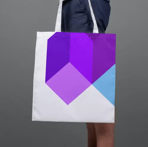 Tote Bag Abstract and 3D Letter M Logo Mockup