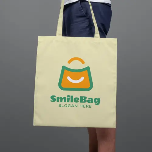 Tote Bag Smiling Shopping Bag Logo Mockup