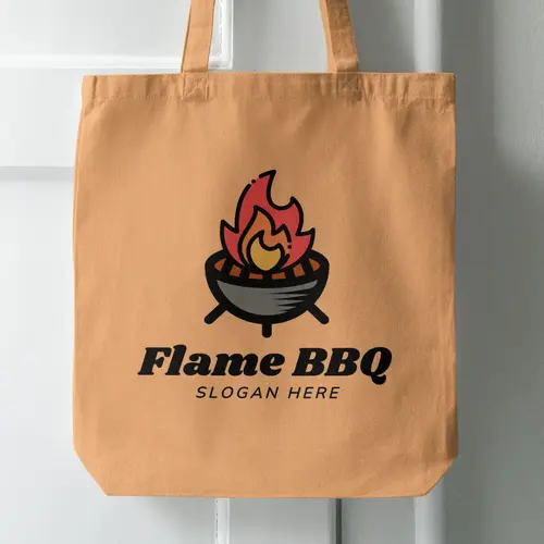 Tote Bag Free Barbecue Grill Logo Mockup