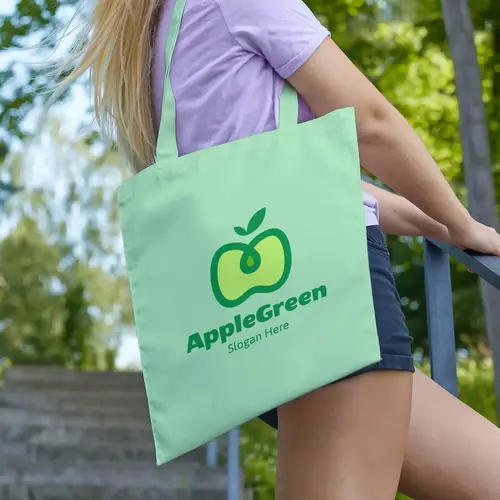 Tote Bag Free Green Apple Logo Mockup