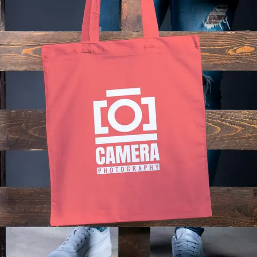 Tote Bag Free Modern Camera and Photography Logo Mockup