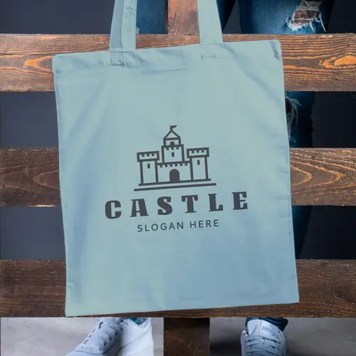 Tote Bag Minimalist Castle Logo Mockup