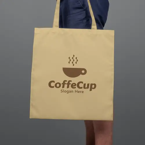 Tote Bag Modern Coffee Cup Logo Mockup