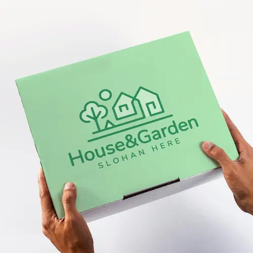 Box House and Garden Logo Mockup