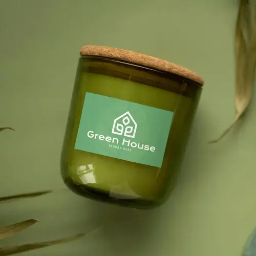 Candle Green House Logo Mockup