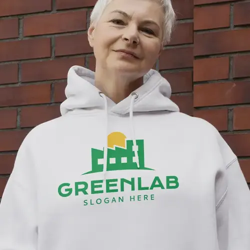 Hoodie Green Laboratory and Factory Logo Mockup