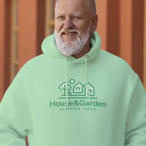 Hoodie House and Garden Logo Mockup