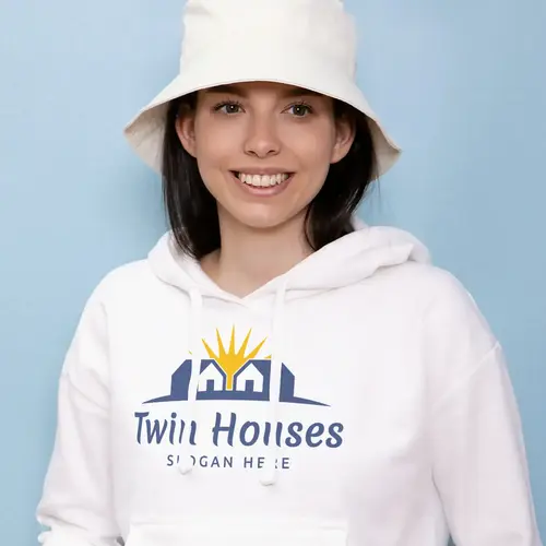 Hoodie Twin Houses and Horizon Logo Mockup