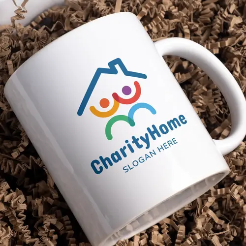 Mug Free Charity Home Logo Mockup