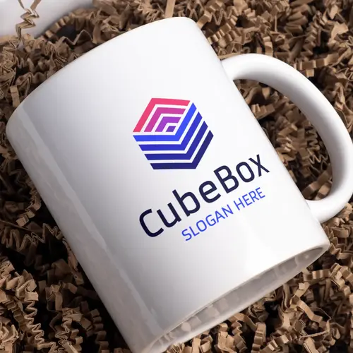 Mug Free Haxagon and Cube Logo Mockup