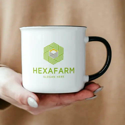 Mug Hexagonal Agricultural Crop Logo Mockup