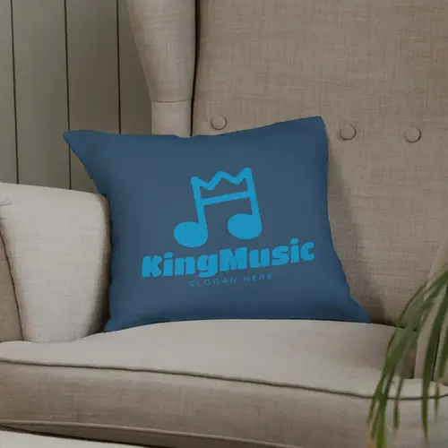 Pillow Crown and Musical Note Logo Mockup