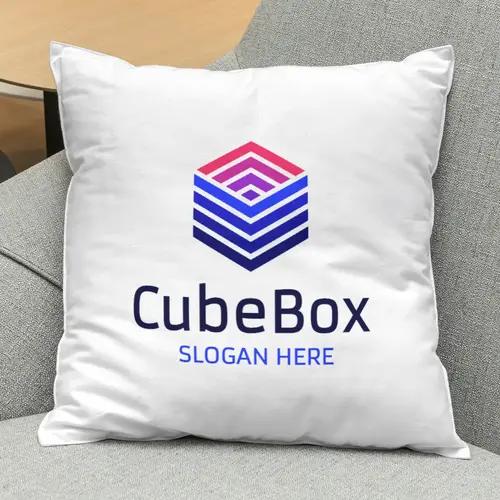 Pillow Free Haxagon and Cube Logo Mockup