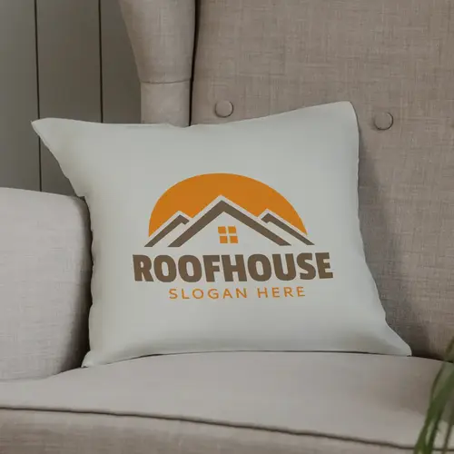 Pillow House Roof and Real Estate Logo Mockup