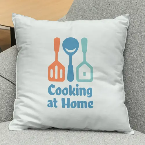 Pillow Kitchen Utensils Logo Mockup