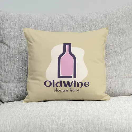 Pillow Wine Bottle Logo Mockup