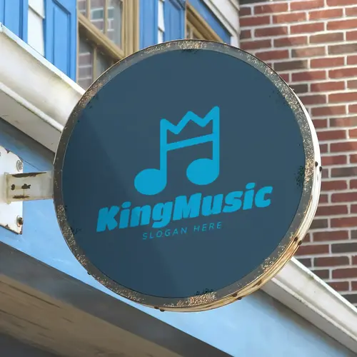 Sign Crown and Musical Note Logo Mockup