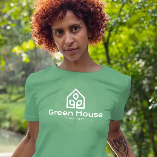 T-shirt Green House Logo Mockup